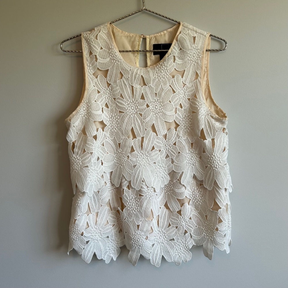 Layered Lace Tank Top By Dolce Vita, Ivory, Size M